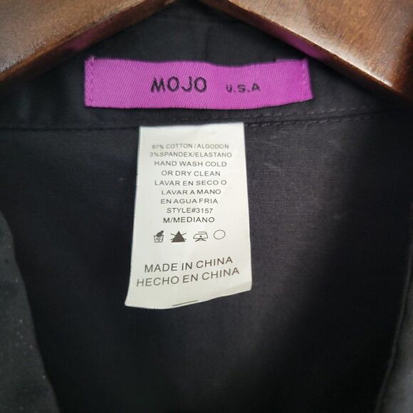 MOJO  Black Top  button down shirts size M‎ - Picture 2 of 5